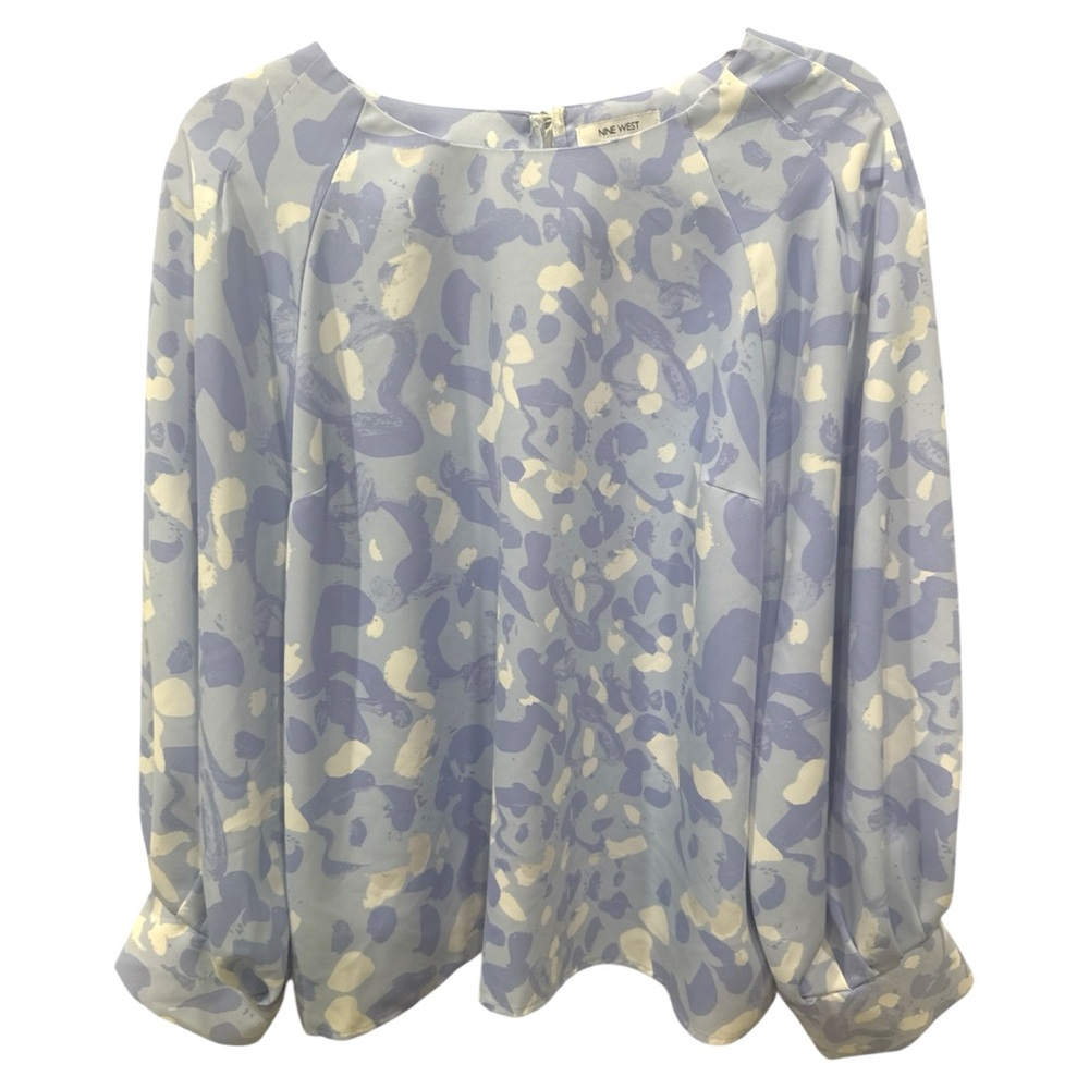 Nine West Abstract Blue and Cream Blouse